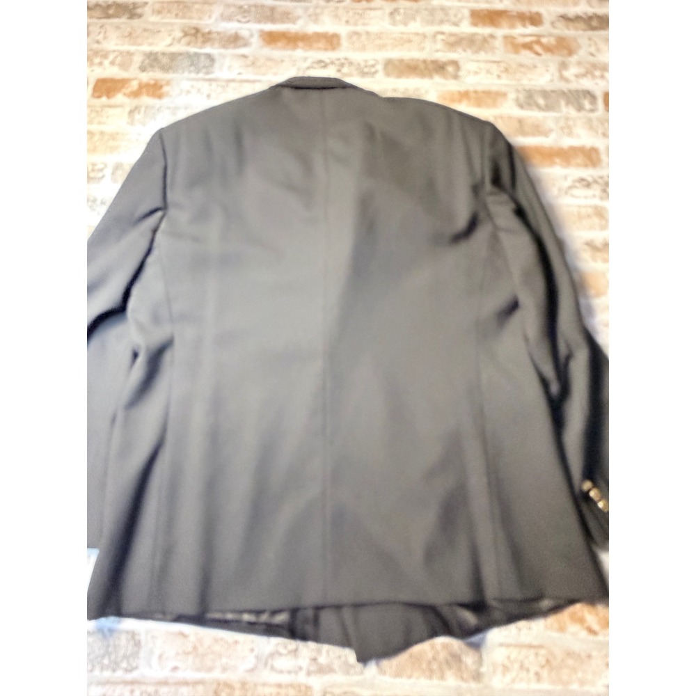 Henry Grethel Mens Double Breasted Blazer Black Gold Buttons Peak Lapel‎ Jacket - Picture 8 of 9